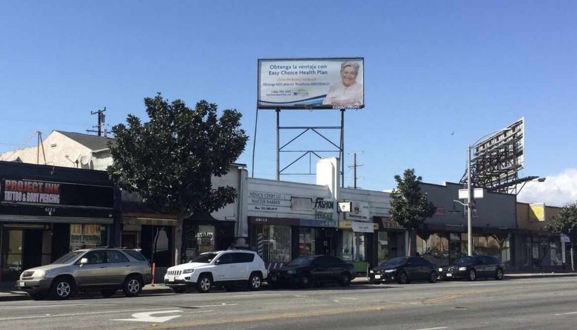 Shops along Crenshaw Boulevard near Mavericks Flat